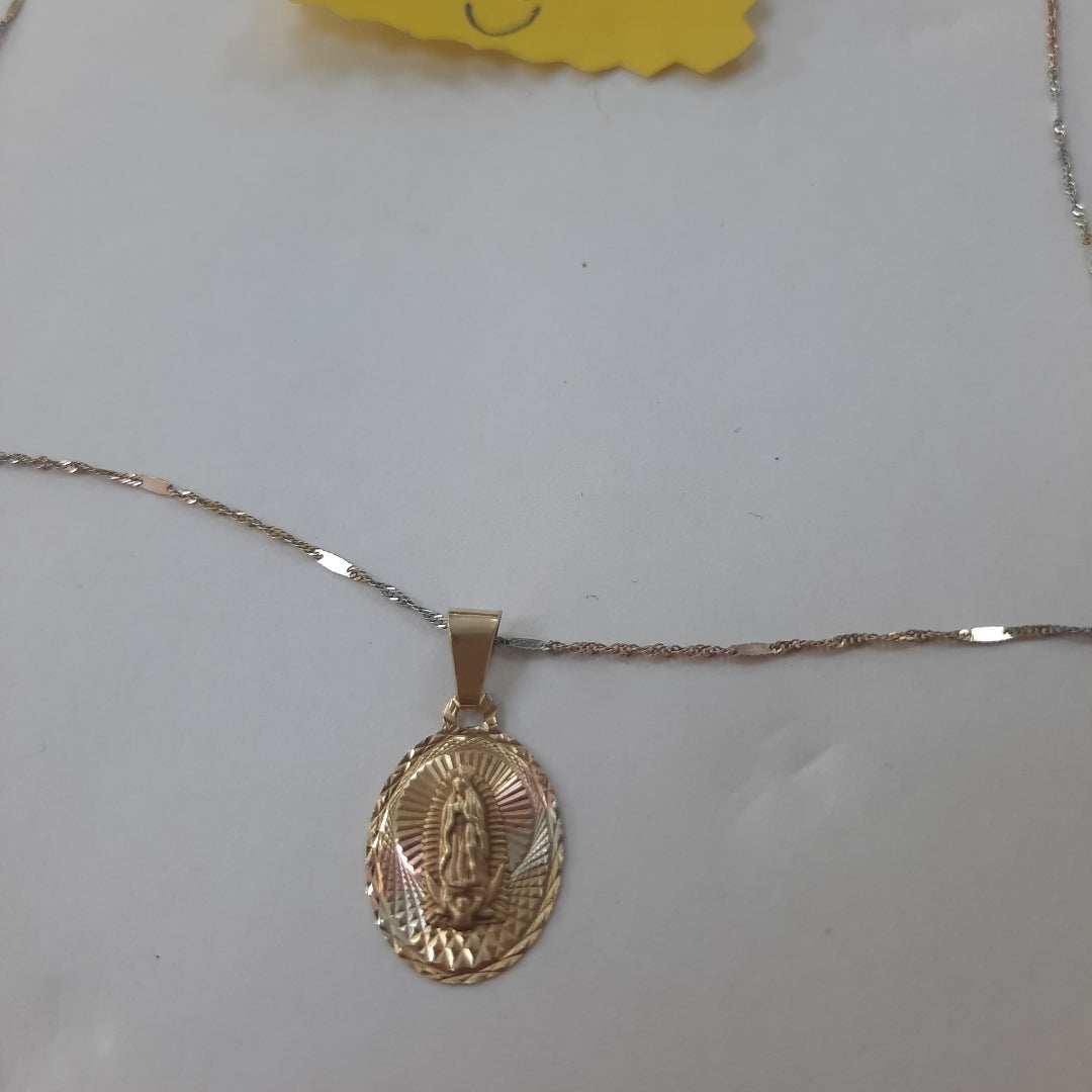 CADENA, MEDALLA RELIGIOSA ORO 10 K 1.5 GRMS (SEMINUEVO)