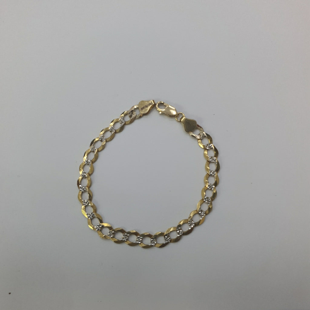PULSERAS TEJIDO BARBADA DIAMANTADA ORO 14K 21 CM 10.3 GR (NUEVO)