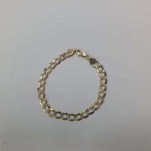 PULSERAS TEJIDO BARBADA DIAMANTADA ORO 14K 21 CM 10.3 GR (NUEVO)