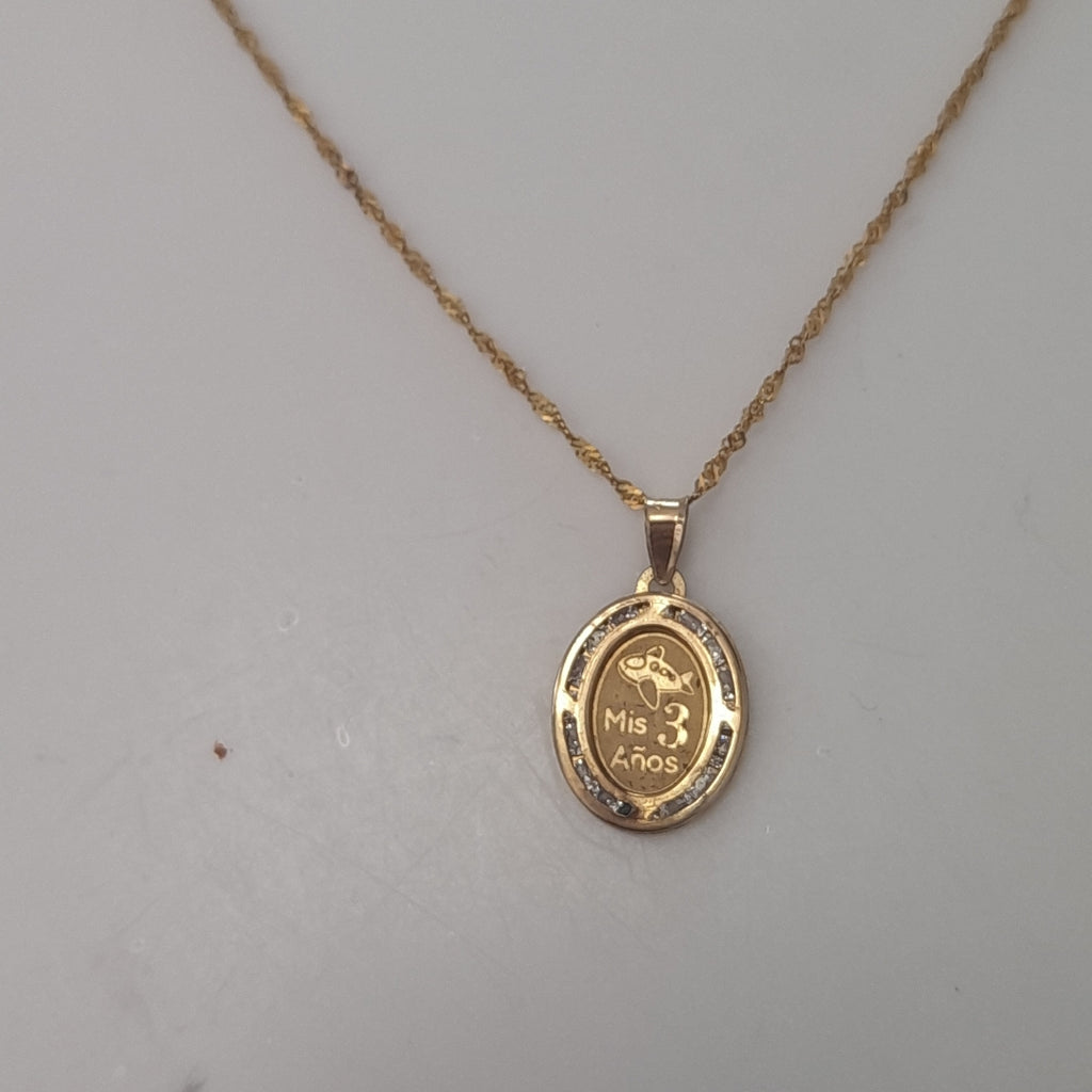 CADENA, MEDALLA RELIGIOSA ORO 10 K 1.7 GRMS (SEMINUEVO)