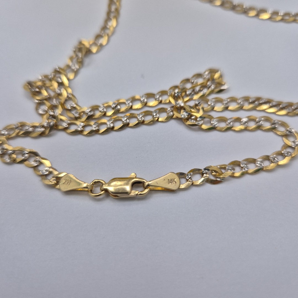 CADENAS BARBADA DIAMANTADA ORO 14K 55 CM 8.8 GR (NUEVO)