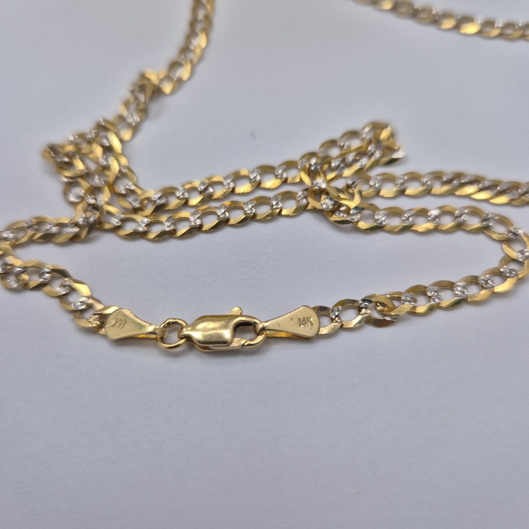 CADENAS BARBADA DIAMANTADA ORO 14K 55 CM 8.8 GR (NUEVO)