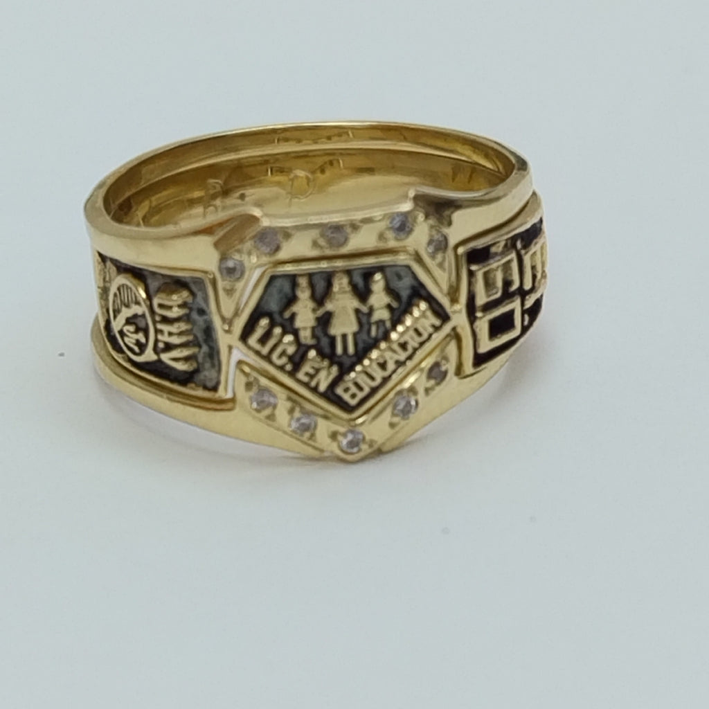ANILLO DE GRADUACIÓN ORO 14 K 4.4 GRMS (SEMINUEVO)