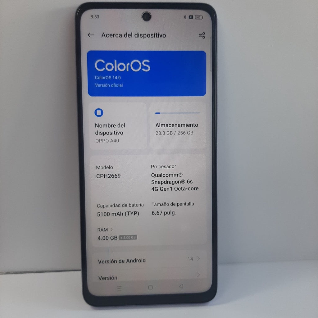CELULAR OPPO A40 CPH2669 (2024) 256 GB 4 GB RAM (SEMINUEVO)