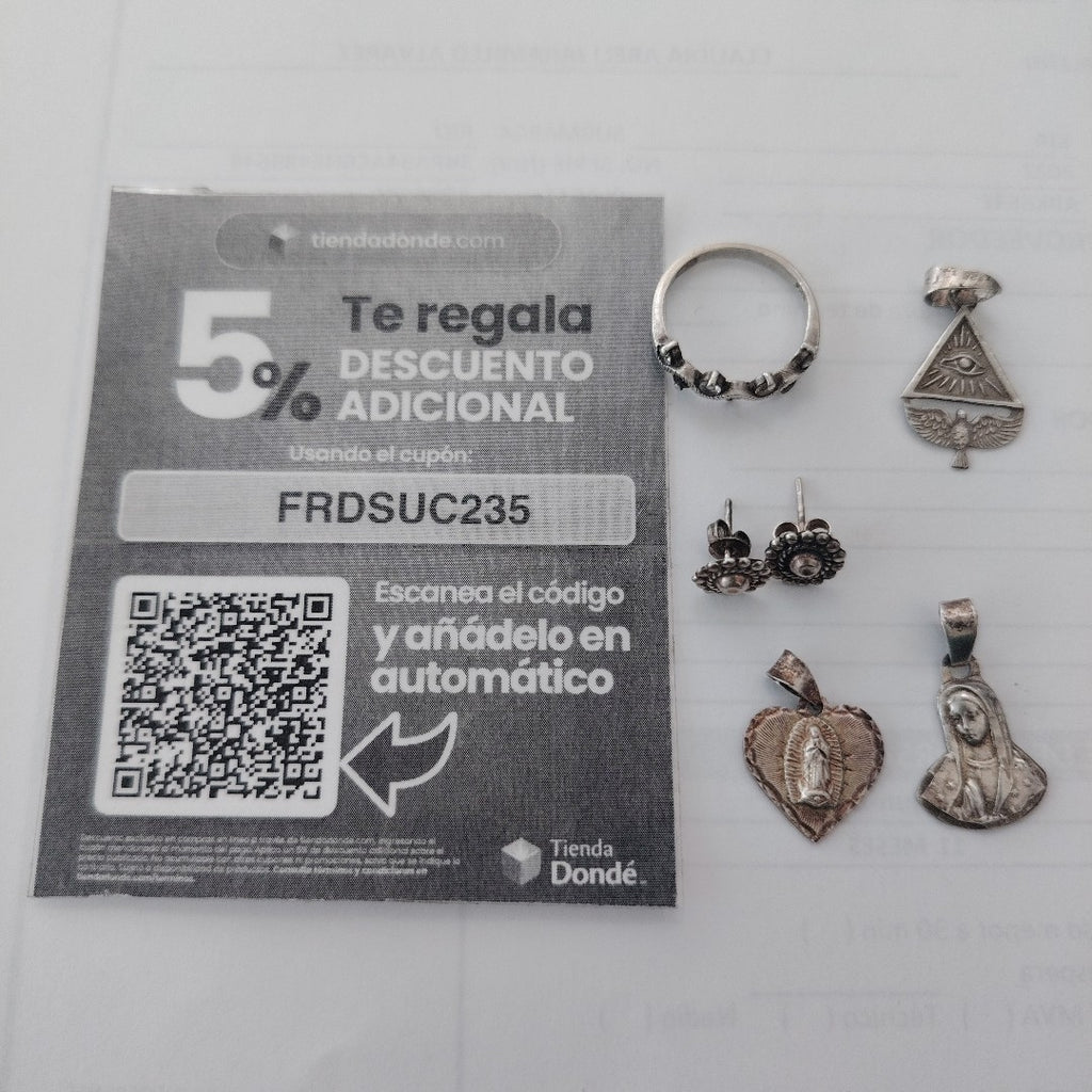ANILLITO,BROQUELES PAR,DIJE PLATA 7,20 GRMS (SEMINUEVO)