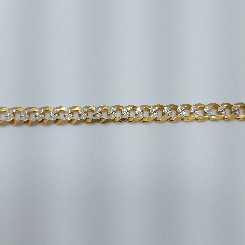 PULSERAS TEJIDO BARBADA DIAMANTADA ORO 14K 18 CM 6.7 GR (NUEVO)