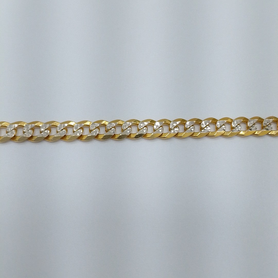 PULSERAS TEJIDO BARBADA DIAMANTADA ORO 14K 18 CM 6.7 GR (NUEVO)