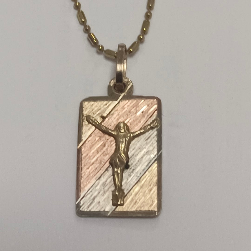 CADENA, MEDALLA RELIGIOSA ORO 14 K 3 GRMS (SEMINUEVO)