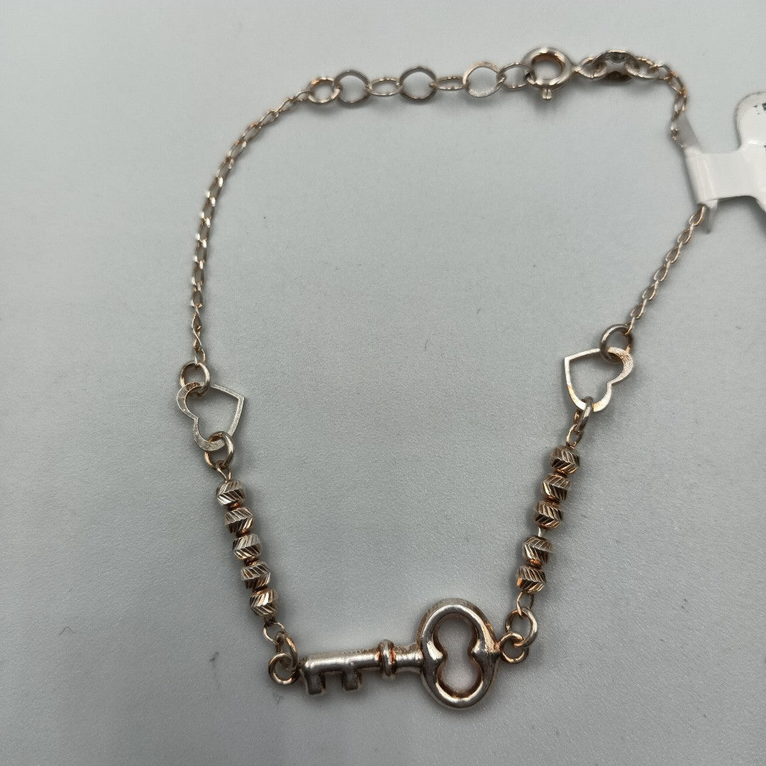 PULSERA TEJIDO LLAVE PLATA .925 18 CM 2.3 GR (NUEVO)