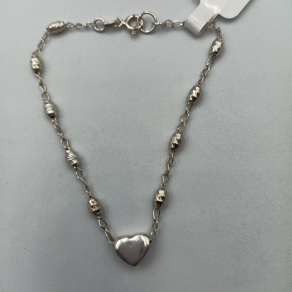 PULSERA TEJIDO CORAZON PLATA .925 18 CM 3.3 GR (NUEVO)