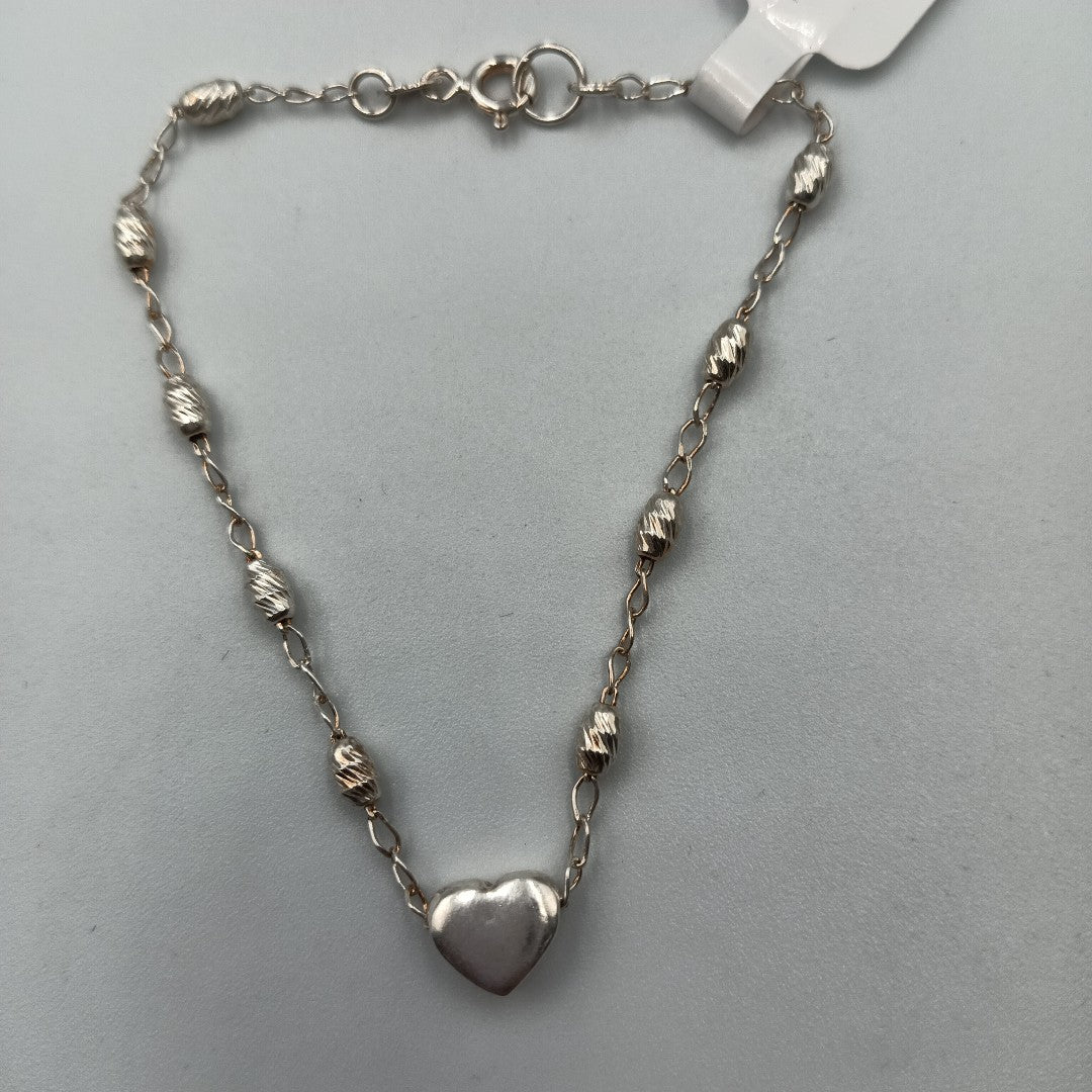 PULSERA TEJIDO CORAZON PLATA .925 18 CM 3.3 GR (NUEVO)