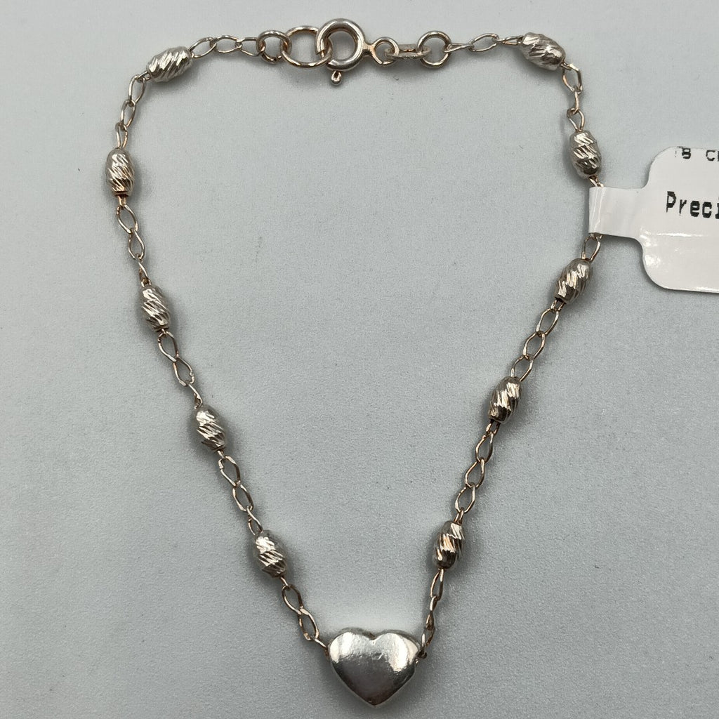 PULSERA TEJIDO CORAZON PLATA .925 18 CM 3.4 GR (NUEVO)