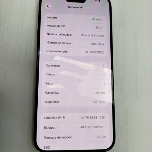 CELULAR APPLE IPHONE 15 PRO MAX A3105 (2023) 256 GB 8 GB RAM (SEMINUEVO)