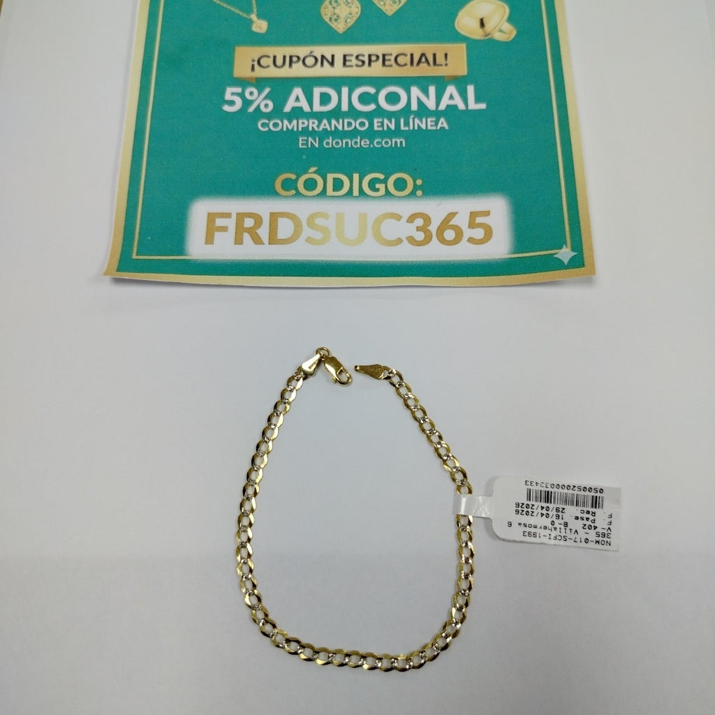 PULSERAS BARBADA DIAMANTADA ORO 14K 21 CM 3.6 GR (NUEVO)