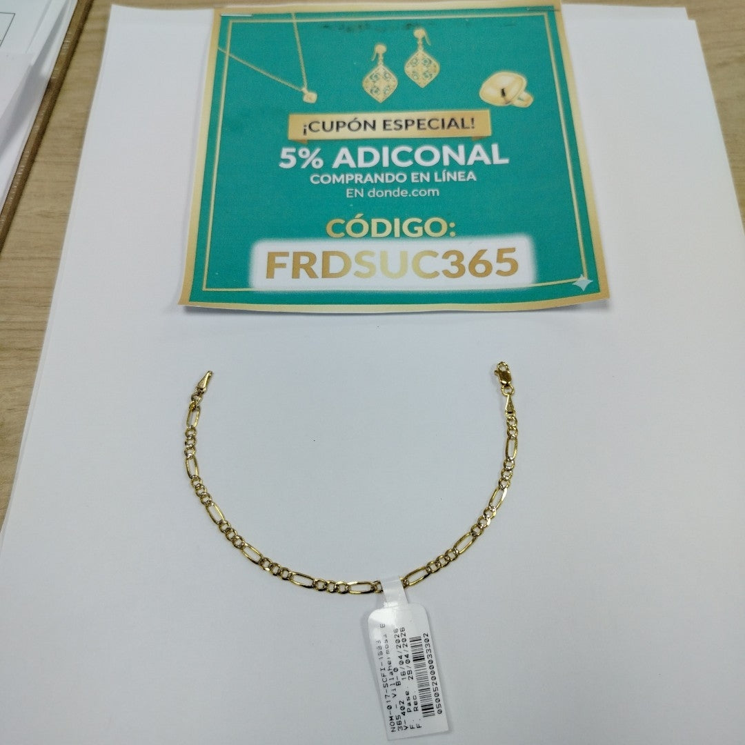 PULSERAS 3X1 DIAMANTADA ORO 14K 18 CM 3 GR (NUEVO)