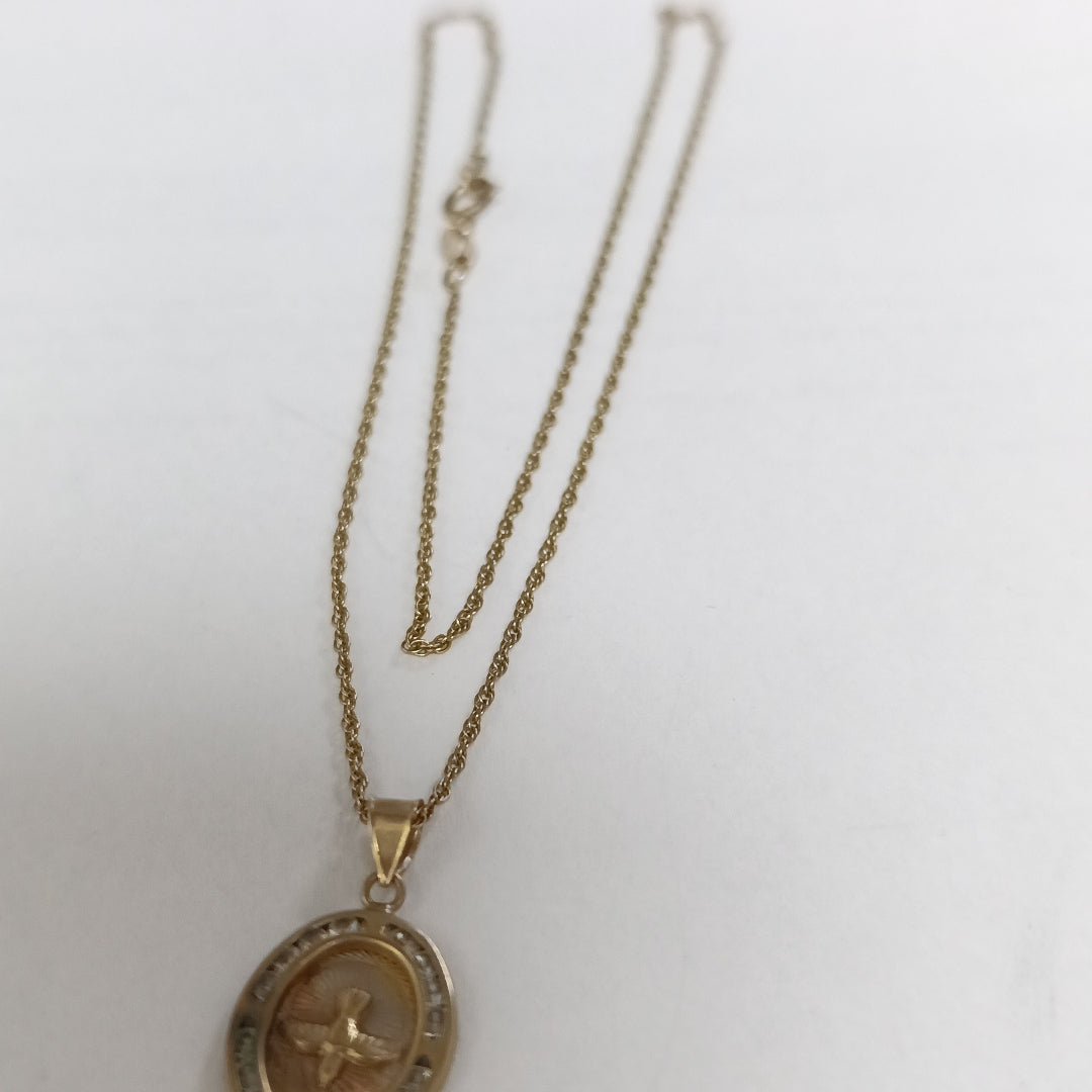 CADENA, MEDALLA RELIGIOSA ORO 10 K 2.5 GRMS (SEMINUEVO)