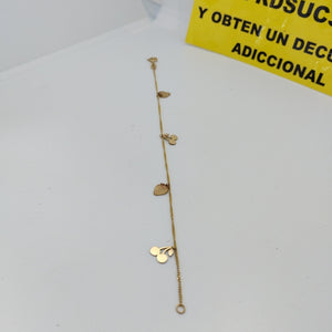 PULSERAS TEJIDO ESPECIAL C/DIJE ORO 10K 18 CM 1.3 GR (NUEVO)