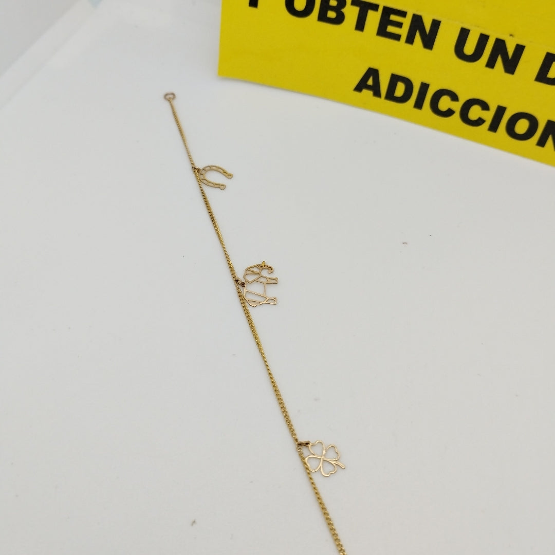 PULSERAS TEJIDO ESPECIAL C/DIJE ORO 10K 18 CM 0.9 GR (NUEVO)