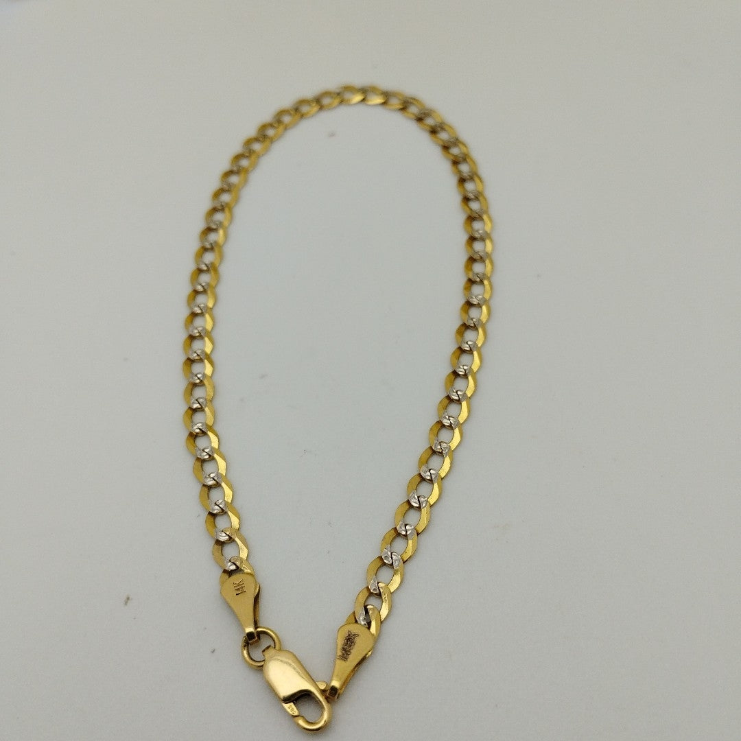 PULSERAS BARBADA DIAMANTADA ORO 14K 21 CM 3.6 GR (NUEVO)