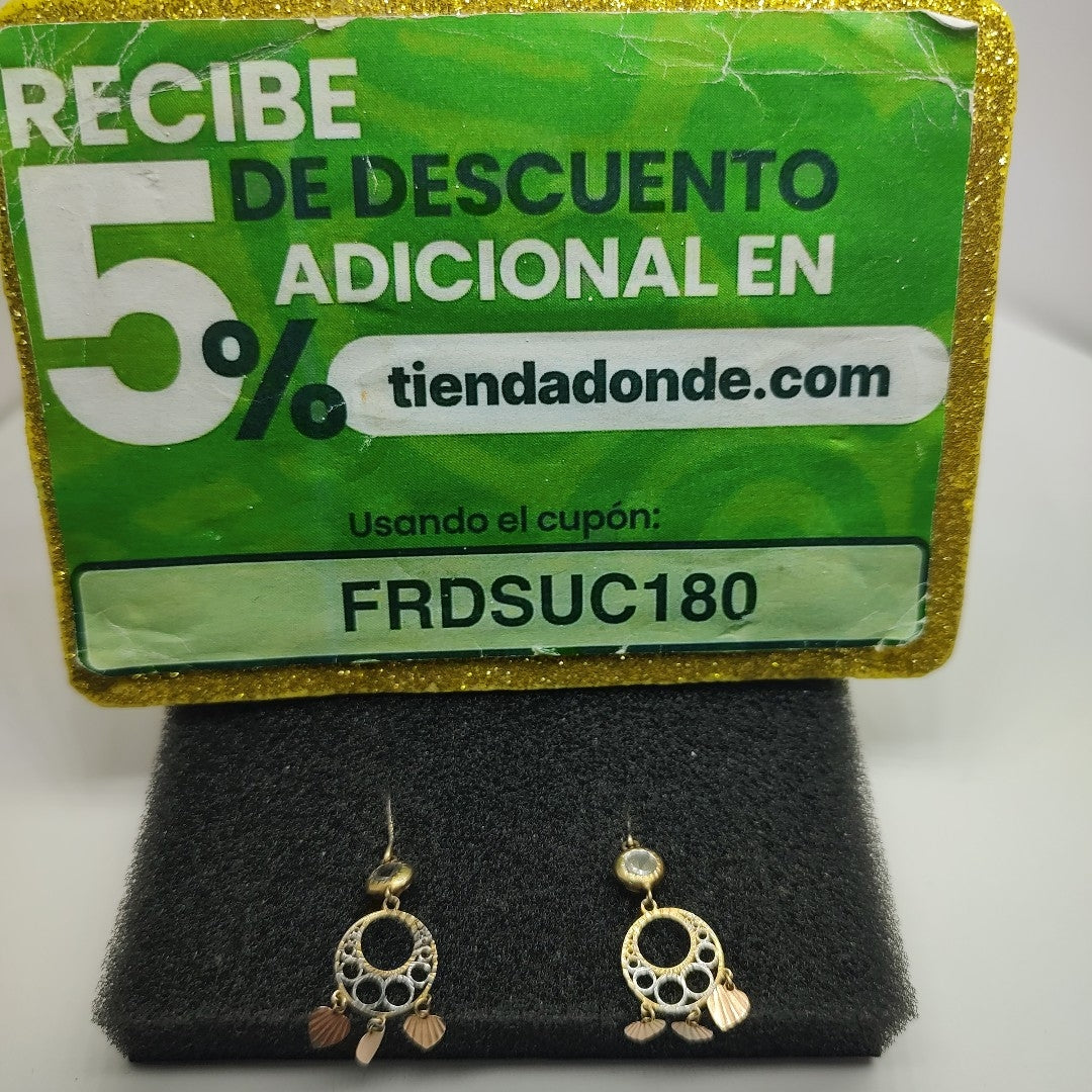 ARETES PAR ORO,ORO COMBINADO 10 K 1,60 GRMS (SEMINUEVO)