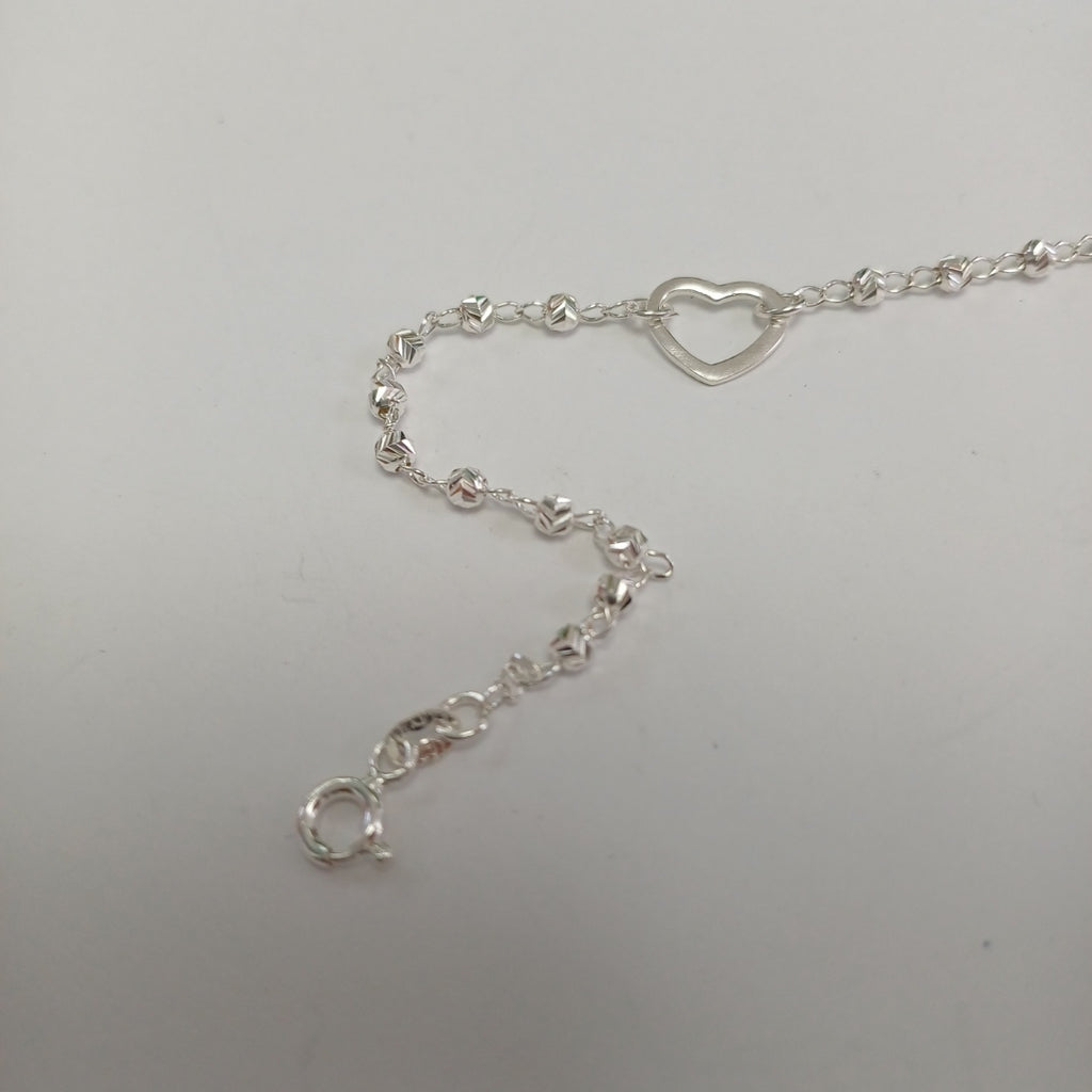 PULSERA TEJIDO CORAZON PLATA .925 18 CM 1.9 GR (NUEVO)
