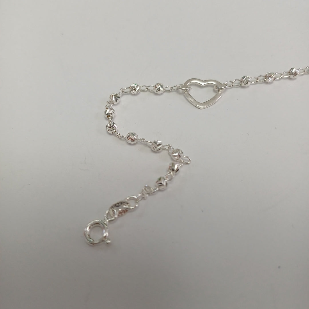 PULSERA TEJIDO CORAZON PLATA .925 18 CM 1.9 GR (NUEVO)