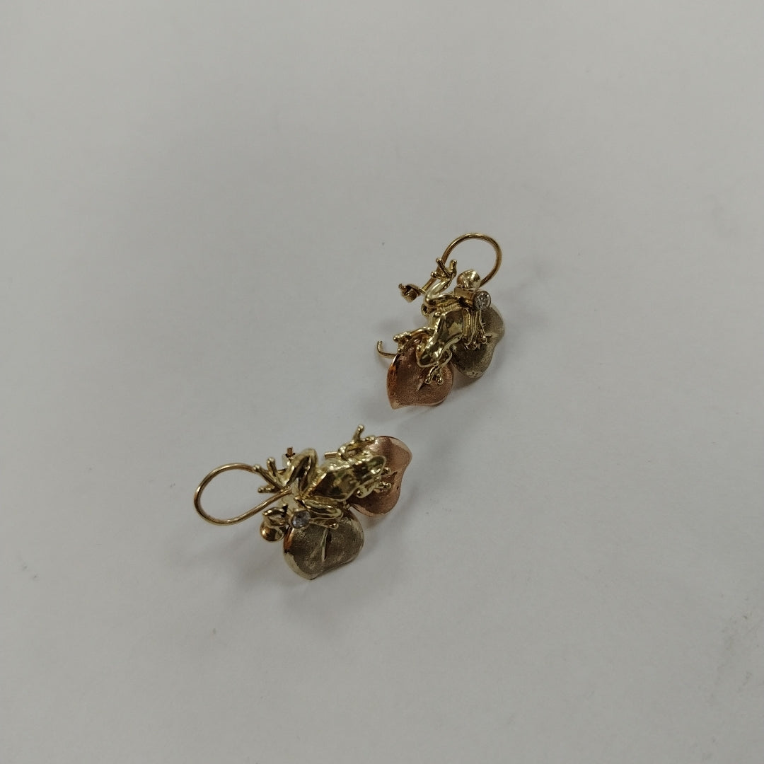 ARETES PAR ORO, ORO COMBINADO 14 K 6.3 GRMS (SEMINUEVO)