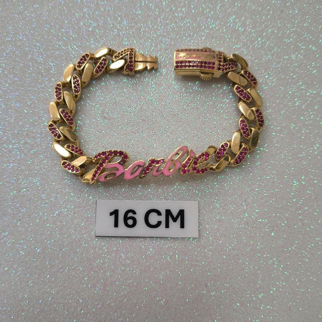 K1 14,90 GRMS 14 K ESPECIFICACIONES COMPLEMENTARIAS PULSERA DESGASTADA BARBIE (SEMINUEVO)