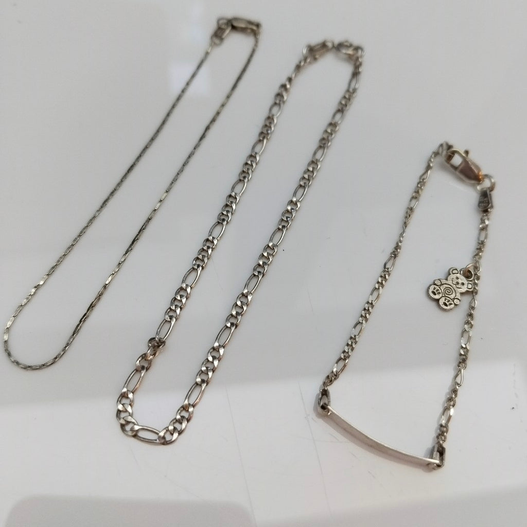ANILLITO, ARETES PAR, ARRACADAS PAR, CADENA, DIJE, ESCLAVA, PULSERA PLATA 26.6 GRMS (SEMINUEVO)