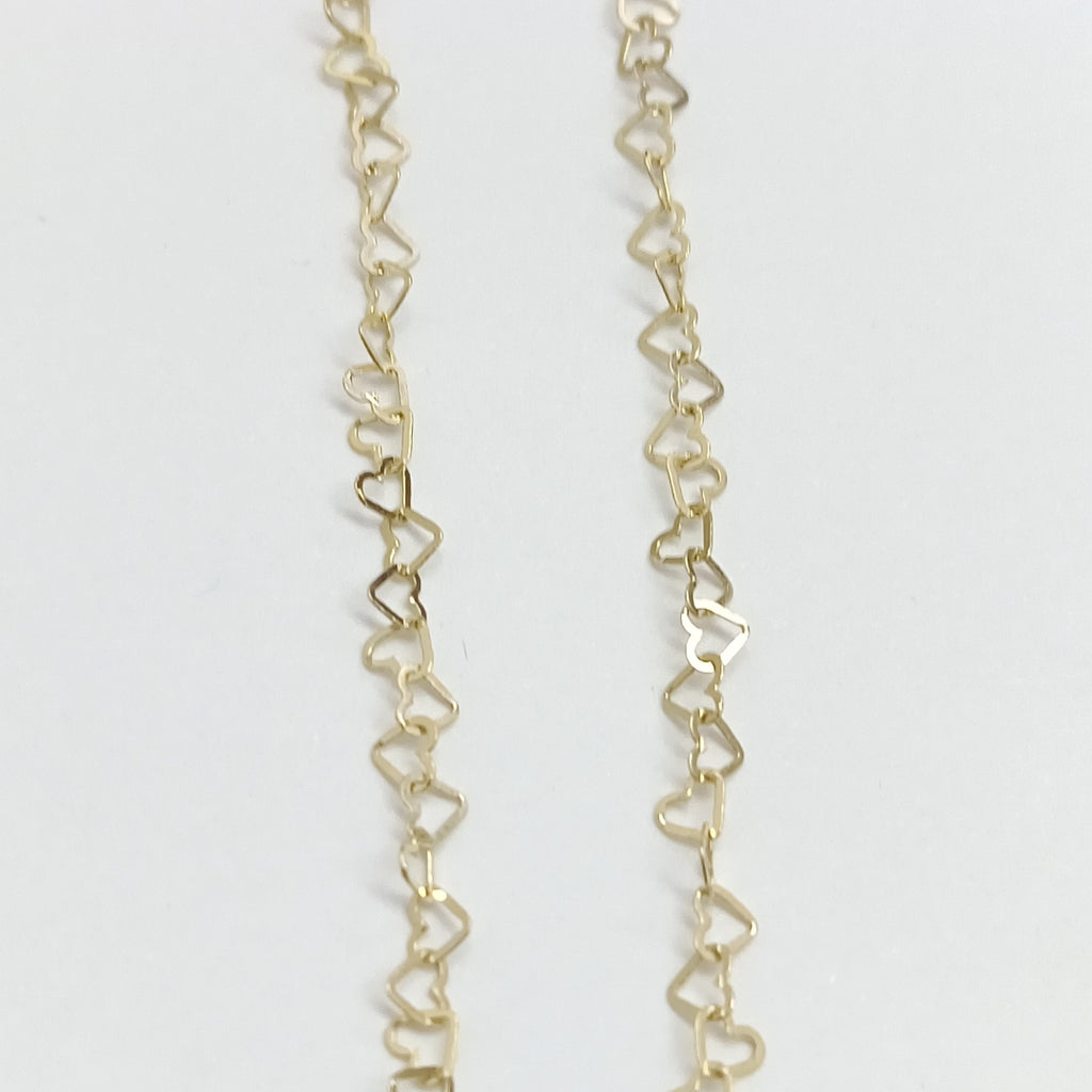 CADENAS TEJIDO CORAZONES ORO 10K 50 CM 1.4 GR (NUEVO)