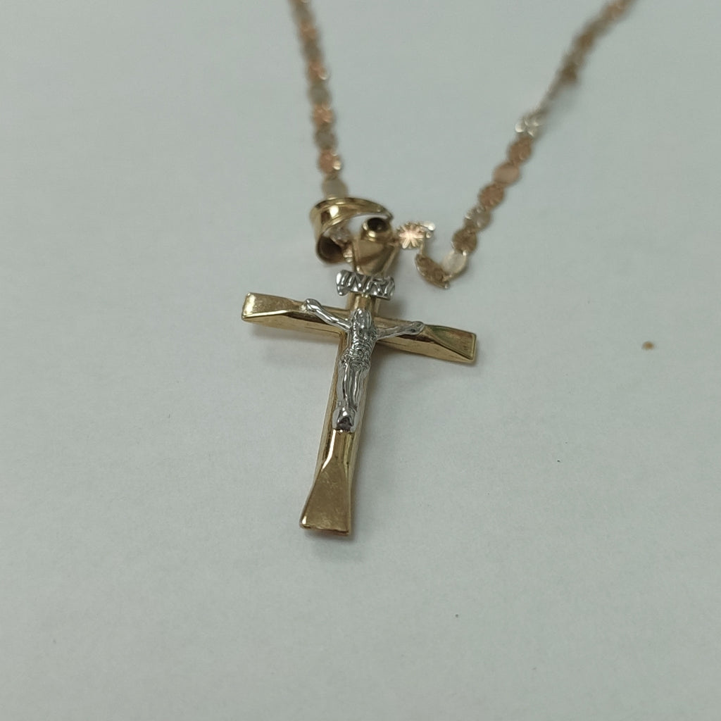 CADENA,CRUCIFIJO ORO,ORO COMBINADO 10 K 2,20 GRMS (SEMINUEVO)