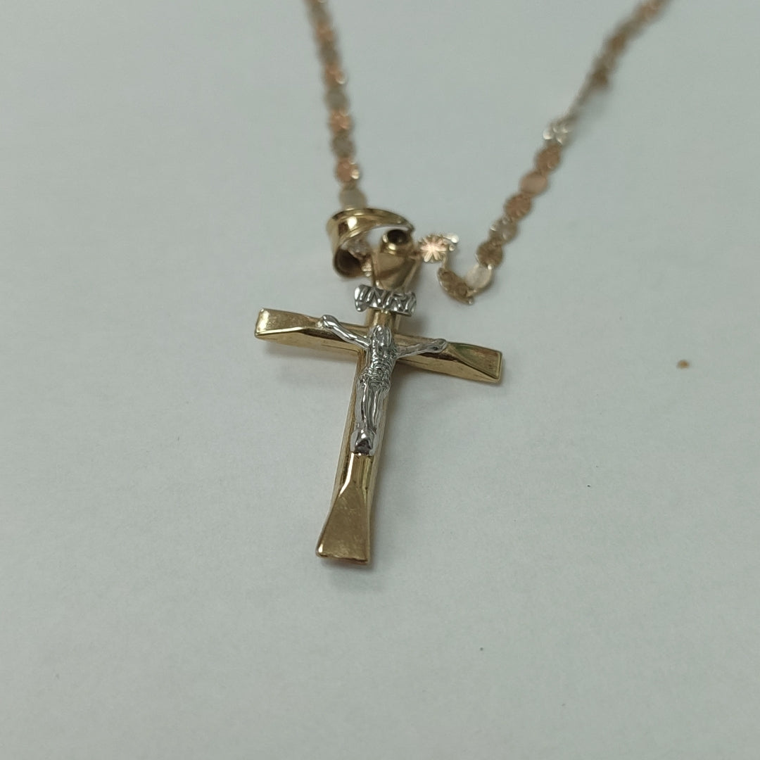 CADENA,CRUCIFIJO ORO,ORO COMBINADO 10 K 2,20 GRMS (SEMINUEVO)