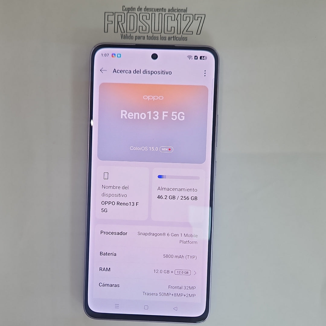 CELULAR OPPO RENO 13F 5G CPH2699 (2025) 256 GB 12 GB RAM (SEMINUEVO)