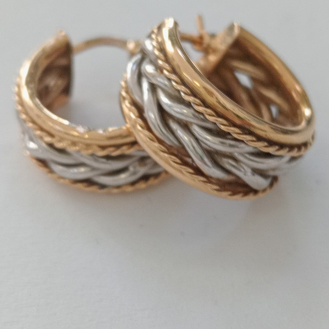 ARRACADAS PAR ORO COMBINADO 14 K 5.5 GRMS (SEMINUEVO)