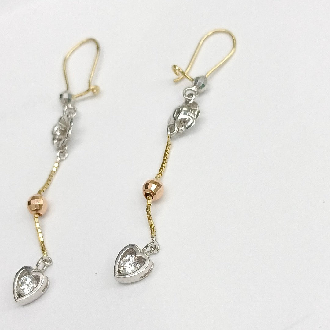 ARETES PAR ORO COMBINADO 14 K 2.1 GRMS (SEMINUEVO)