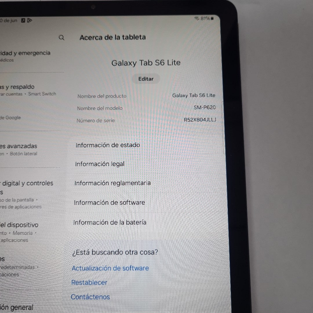 TABLETA SAMSUNG GALAXY TAB S6 LITE SM-P620 (2024) 128 GB 4 GB RAM (SEMINUEVO)