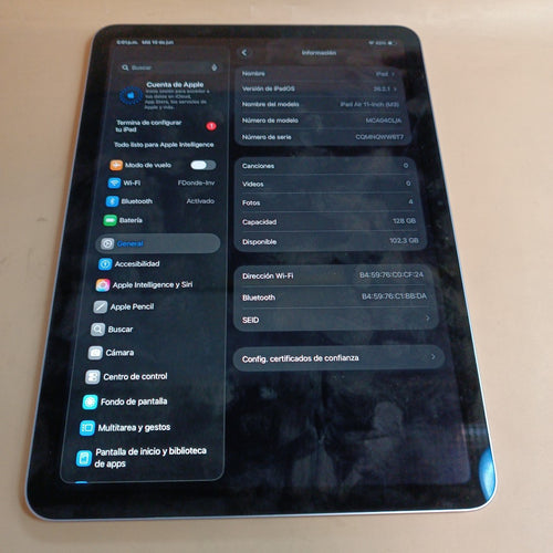 TABLETA APPLE IPAD AIR (M3) 11" A3266 (2025) 128 GB 8 GB RAM (SEMINUEVO)