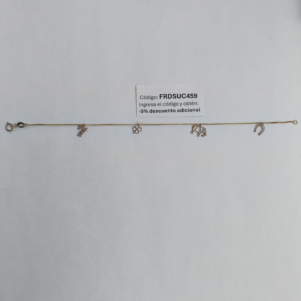 PULSERAS TEJIDO ESPECIAL C/DIJE ORO 10K 18 CM 0.9 GR (NUEVO)