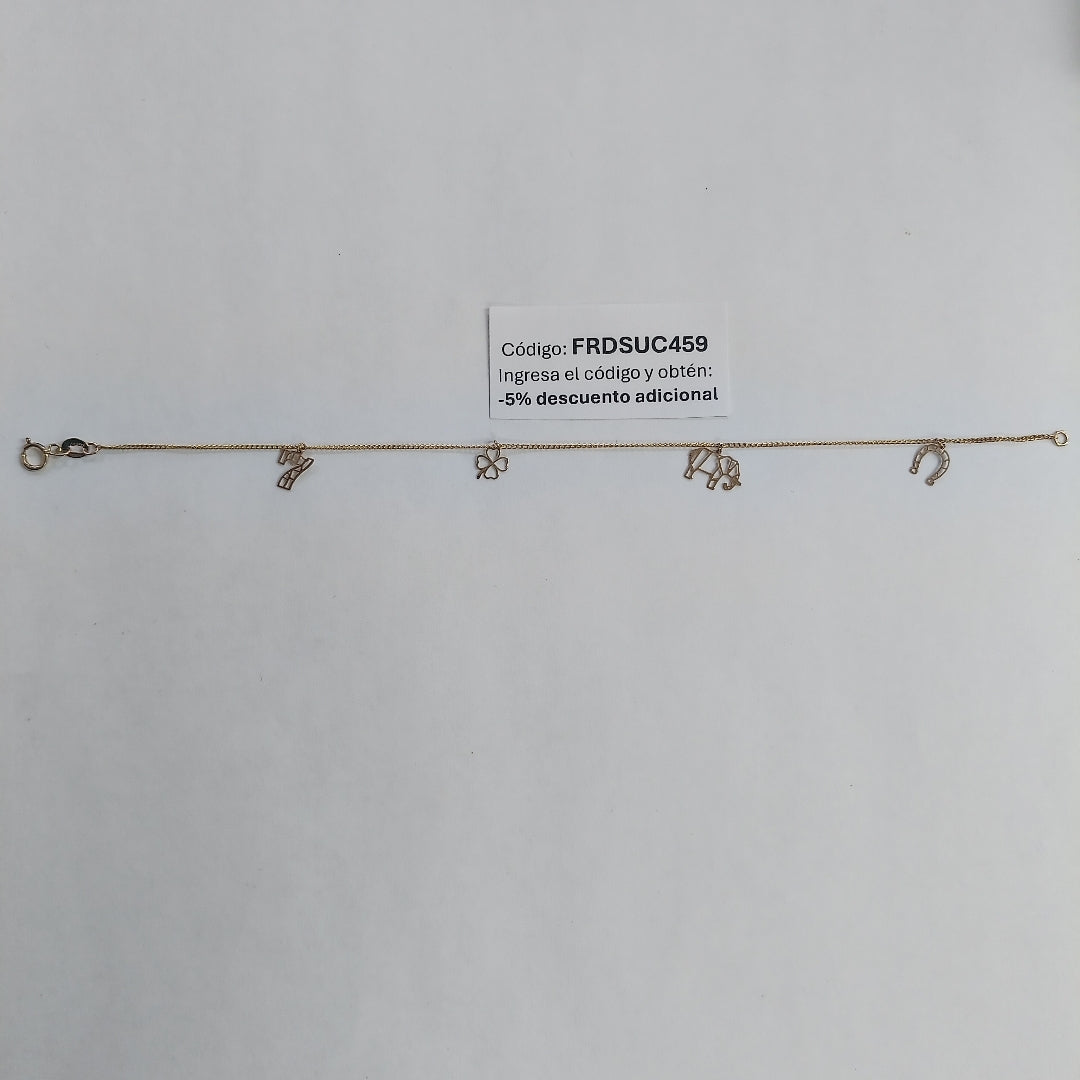 PULSERAS TEJIDO ESPECIAL C/DIJE ORO 10K 18 CM 0.9 GR (NUEVO)