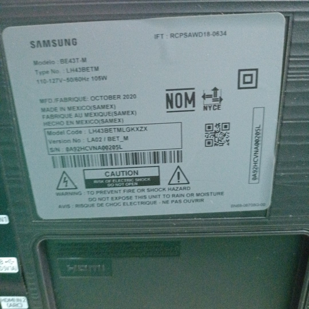 PANTALLA SAMSUNG BE43T-M (2020) 43" LED FULL HD (SEMINUEVO)