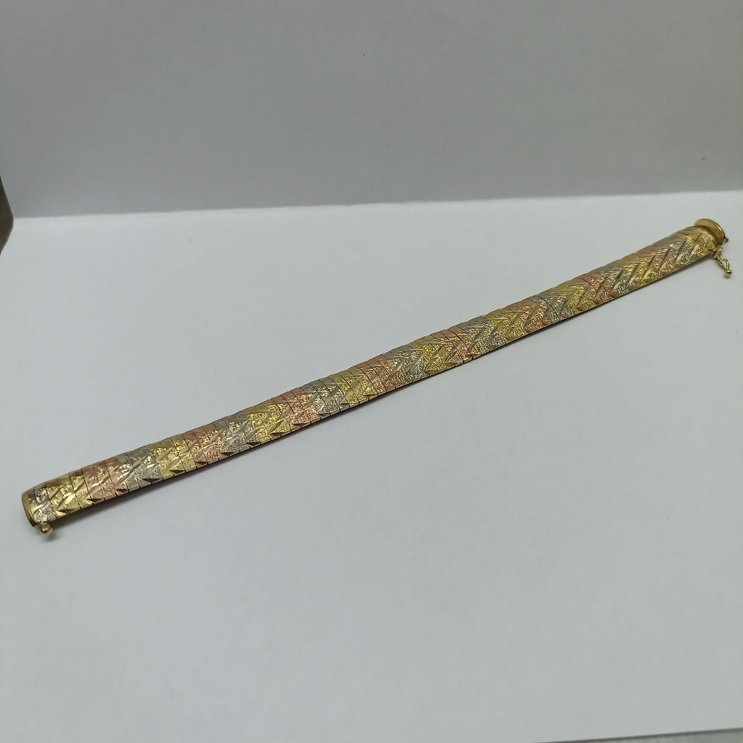 PULSERA RIGIDA ORO COMBINADO 14 K 18,10 GRMS (SEMINUEVO)