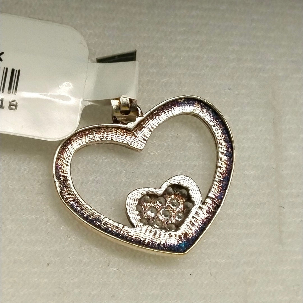 DIJE CORAZON C/CIRCONIAS PLATA .925 2.5 GR (NUEVO)