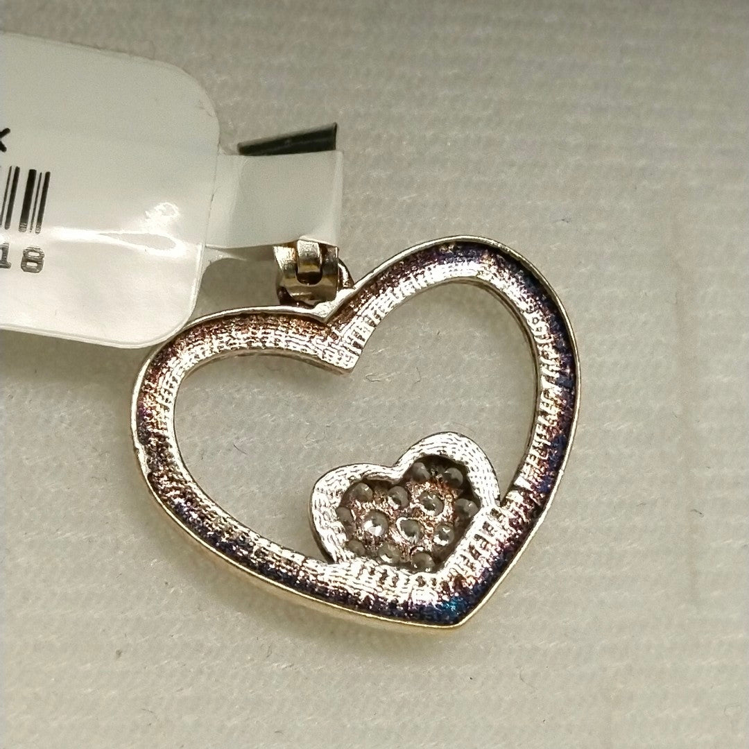 DIJE CORAZON C/CIRCONIAS PLATA .925 2.5 GR (NUEVO)
