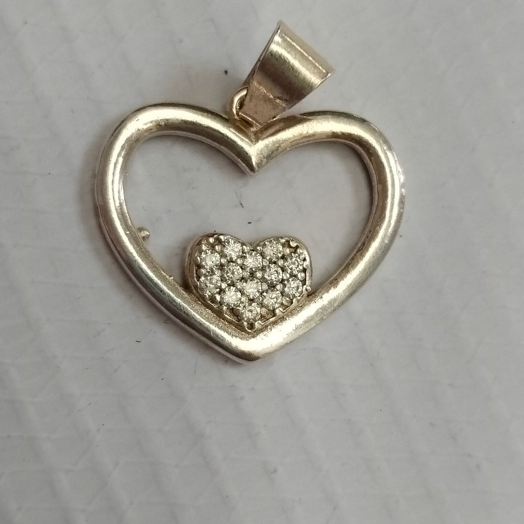 DIJE CORAZON C/CIRCONIAS PLATA .925 2.5 GR (NUEVO)