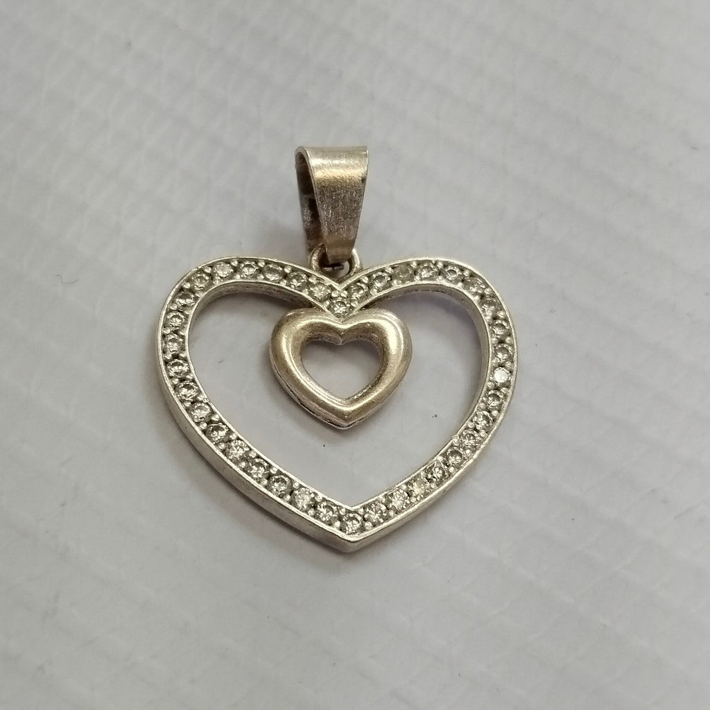 DIJE CORAZON C/CIRCONIAS PLATA .925 2.8 GR (NUEVO)