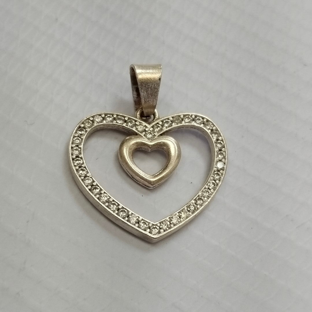 DIJE CORAZON C/CIRCONIAS PLATA .925 2.8 GR (NUEVO)