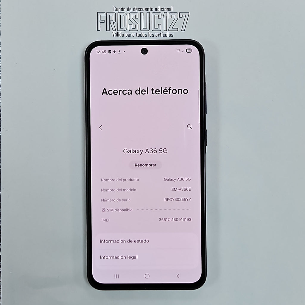 CELULAR SAMSUNG GALAXY A36 5G SM-A366E (2025) 128 GB 6 GB RAM (SEMINUEVO)