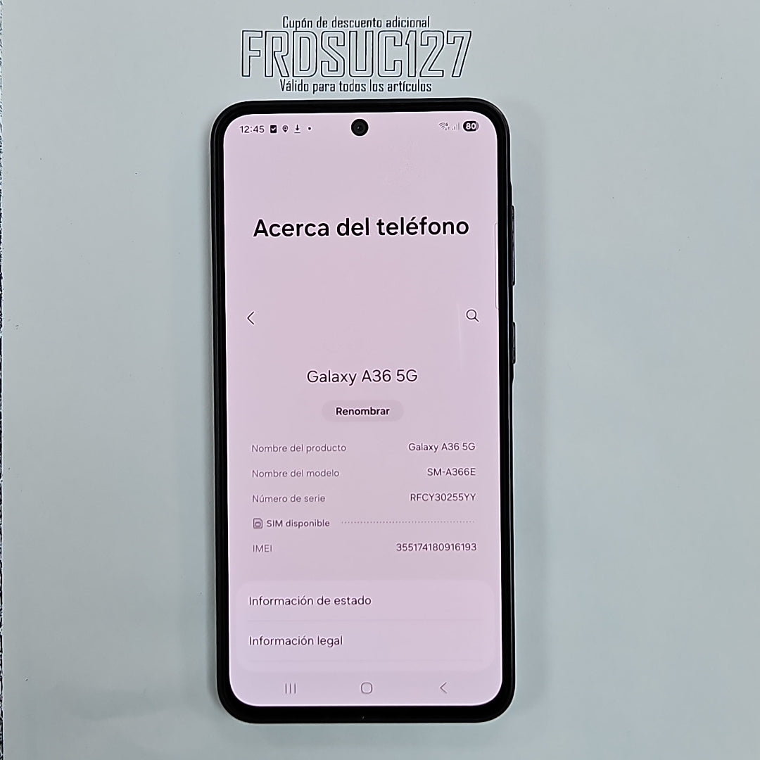 CELULAR SAMSUNG GALAXY A36 5G SM-A366E (2025) 128 GB 6 GB RAM (SEMINUEVO)