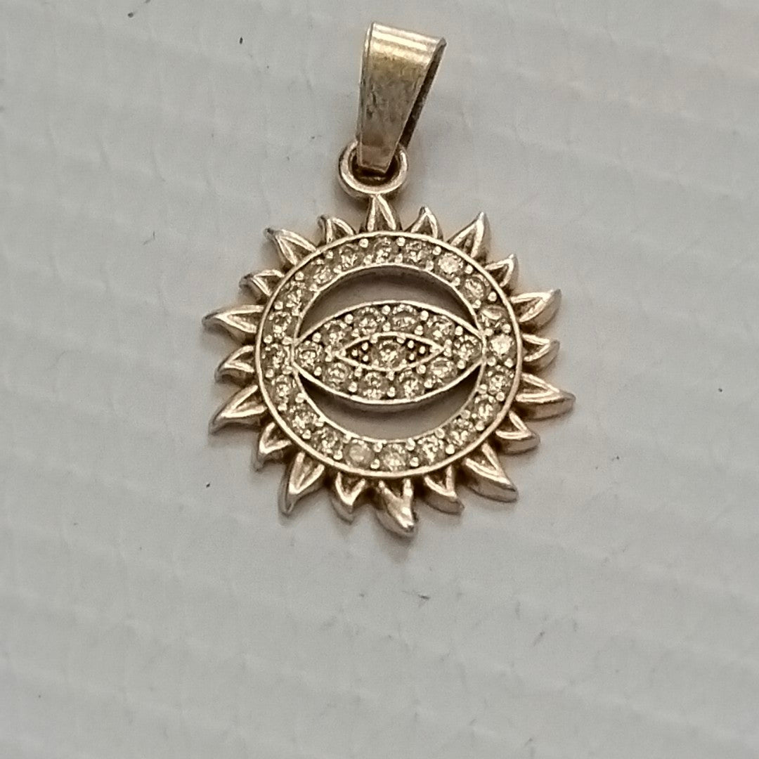 DIJE OJO MAGICO CON CIRCONIAS PLATA .925 2 GR (NUEVO)