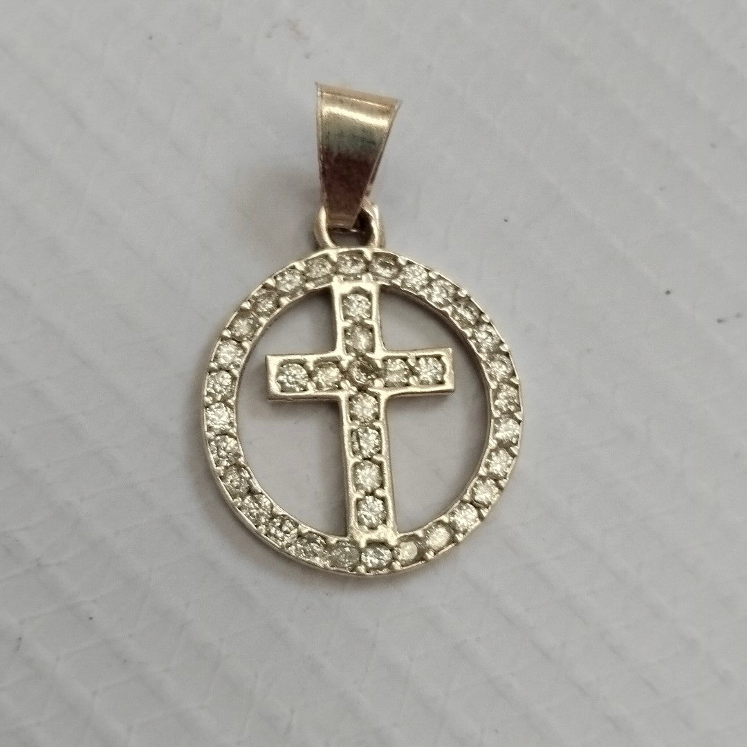 DIJE CRUZ C/CIRCONIAS PLATA .925 2.4 GR (NUEVO)